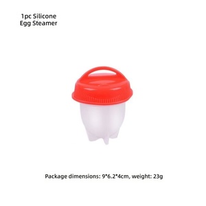 6 pcs <b>Silicone</b> Egg Poacher Non Stick Steam Egg Cooker Red Reusable Boiling Mold for Breakfast Kitchen - Product Image 3