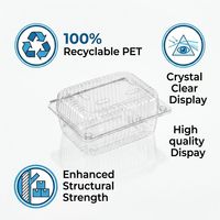 Boîte d'emballage alimentaire en PET haute transparence 160x120x75MM avec trous de ventilation respirants pour sandwichs, salades, pâtisseries, fruits
