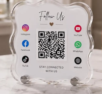 Support de code QR en acrylique personnalisable pour hamburger, plaque de table de restaurant à scanner pour commander