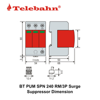 Parasurtenseur 127V/254V 20-50kA pour phase divisée avec fil N, protection contre les surtensions IP20