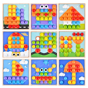 Montessori — connecteurs, puzzle 3D, <span class=keywords><strong>patchwork</strong></span> de champignons ongles, <span class=keywords><strong>jeu</strong></span> de société, blocs de construction en bois pour enfants, fournitures, pièces - Product Image 4