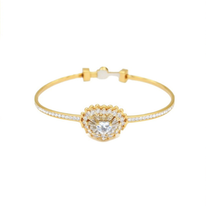 Bracelet en cristal plaqué or PVD, acier inoxydable 316L avec pierres transparentes, bijoux élégants pour femmes - Product Image 2