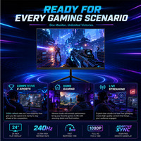 Moniteur de jeu PC sans cadre 24 pouces mural 240Hz IPS 1ms 2K/4K pour ordinateur de bureau, idéal pour l'export.