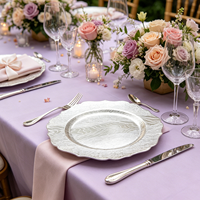 Assiettes de présentation Wojia 13 pouces en plastique électroplaqué motif bois argenté, bord festonné, pour hôtels, restaurants et réceptions de mariage
