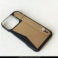 Nouveauté Étui de téléphone portable en cuir de haute qualité à texture croco pour iPhone 16 Pro Max avec poche pour cartes