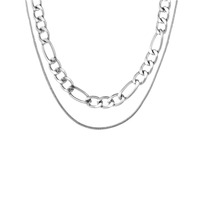 Collier cubain minimaliste hip-hop en acier inoxydable double couche, unisexe, haut de gamme, polyvalent, chaîne serpent inaltérable