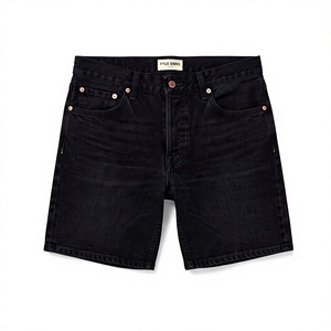 Women's Dark Wash Straight Leg Denim <b>Shorts</b> Mid Waist Casual Style Cotton Fabric Summer Wear - Product Image 1