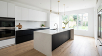 Aparador de Lujo con Cubierta de Mármol Blanco, Mueble de Cocina sin Tiradores, Buffet Moderno para Comedor