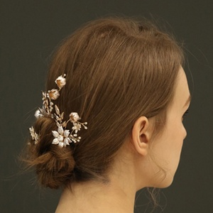 Exquisite High-End <strong>Wedding</strong> Jewelry Elegant Alloy Leaf Flower Bridal <strong>Hair</strong> <strong>Pin</strong> with Pearl Crystal - Product Image 5