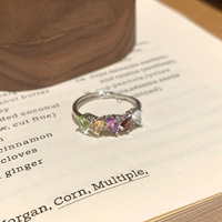 S925 argent Sterling ovale coupe arc-en-ciel femmes incrusté de cristal naturel pierre plaqué or Rose Niche Style bague haut de gamme