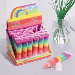 Brilho labial <span class=keywords><strong>Rainbow</strong></span> para Natal tubo de apertar brilho labial vegano