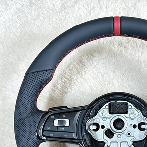 Volante de Cuero Personalizado para Automóvil <span class=keywords><strong>Volkswagen</strong></span> VW GTI Golf 6 7 7R 6R 5R MK6 MK7 MK7.5 GTI GTD <span class=keywords><strong>GTE</strong></span> <span class=keywords><strong>Passat</strong></span> Polo - Product Image 5