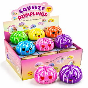 Jouets Squishy en PU à Remontée Lente de Haute Qualité, en Gros, en Forme de Petits Pains et Raviolis Rayés Colorés, Jouets à Presser pour Enfants - Product Image 5