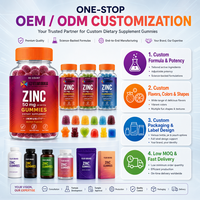 Fabrication sur mesure de suppléments en gommes de zinc pour soutenir l'immunité, marque privée OEM ODM, 50 mg par portion, 90 unités