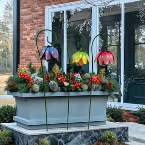 Juego de 3 piezas de soporte de <span class=keywords><strong>maceta</strong></span> de Metal de color hierro No se necesita electricidad Campana a prueba de viento Poste de jardín para patio interior y exterior - Product Image 5