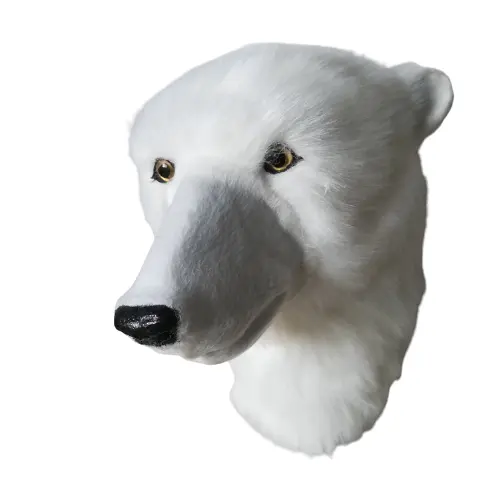 New year Christmas decoration supplies Life size white snow furry outdoor animal ornaments head polar bear