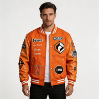 Veste universitaire pour homme en cuir PU véritable avec broderie personnalisée et écussons en chenille, style Letterman Bomber, fabrication usine
