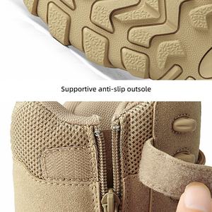 Bottes tactiques de désert personnalisables en cuir et caoutchouc noir kaki, vente en gros, directement de l'usine, pour activités de plein air - Product Image 5