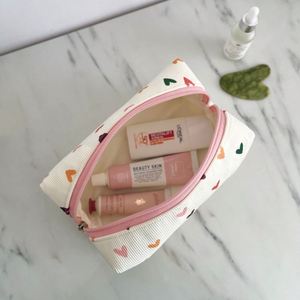 Custom Eco-Friendly Hearts Cotton Makeup Pouch Travel Zipper <b>Storage</b> for Bags Ladies Cute Cosmetic Organizer Bridesmaid - Product Image 4