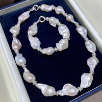 Collar de perlas naturales con cadena de suéter de mujer de grano grande Pulsera Cadena de clavícula Diseño de personalidad transfronterizo
