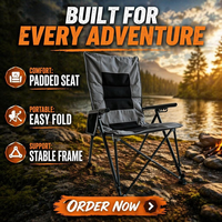 Silla Plegable de Exterior de Cinco Niveles Ajustables, Gruesa, con Reposabrazos y Bolsa de Almacenamiento para Jardín, Camping, Pesca, Parque, Playa y Picnics
