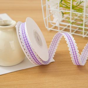 Ruban à bordure picot gingham classique de 1,5 cm, couleur personnalisée, pour emballage de boîtes cadeaux de luxe et décoration de fêtes, 10 yards/rouleau - Product Image 3