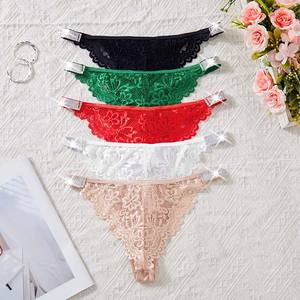 سراويل داخلية نسائية الأكثر مبيعًا لأعياد الميلاد بتصميم مثير من الدانتيل، ملابس داخلية نسائية مريحة وناعمة بتطعيمات لامعة من الدانتيل والحرير - Product Image 5