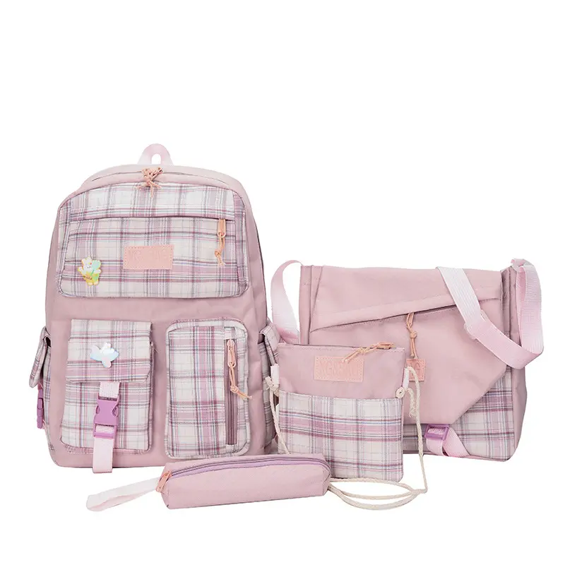 Yeni 18 inç koku geçirmez su geçirmez sırt çantası seti kız lady geri okul 4 adet 1 sırt çantası çanta tek kollu çanta seti