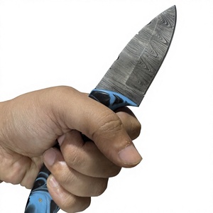 Couteaux Rajput à lame fixe Drop Point en acier Damas forgé 20 cm, manche en résine bleue, garantie 3 ans, pour le camping, la survie et la chasse - Product Image 3