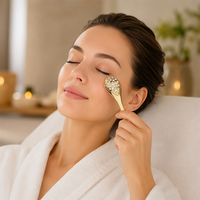Bâton de massage facial portatif pour le soin du visage et des yeux, tête en perles métalliques dorées, étanche, outil de beauté pour raffermir la peau