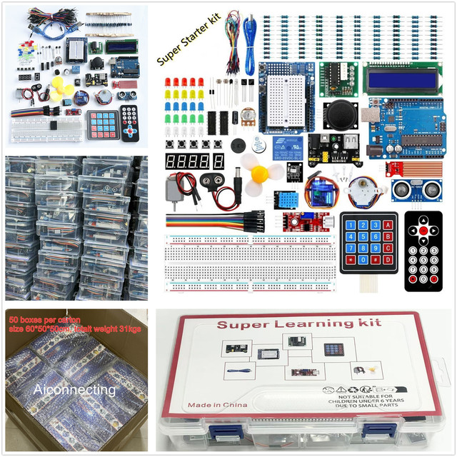 Starter Kit Complete Set for Arduino Including UNO R3 Board USB Cable Breadboard Sensors Motor Driver Modules for STEM Projects