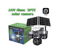 Caméra de sécurité solaire NKIWI 10K 4 objectifs 3PTZ, capteur CMOS, carte mémoire, grand angle 360°, enregistrement 24h/24 et 7j/7, caméra IP 4G