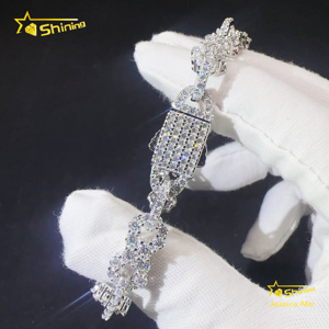 Gioielli Scintillanti Nuovo Design <span class=keywords><strong>Bracciale</strong></span> Cubano <span class=keywords><strong>Infinity</strong></span> in Argento S925 con Moissanite VVS Iced Out GRA, Larghezza 8mm, Stile Hip Hop - Product Image 3