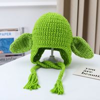 Chapeau de personnage au Crochet Alien vert pour enfant, Crochet à la main à trois yeux, taille personnalisée