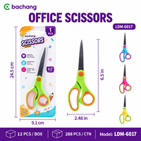 Ciseaux de bureau en acier inoxydable à pointe arrondie, coupe lisse, prise en main confortable, outil pour l'école, la maison et l'artisanat, emballage blister, couleurs assorties