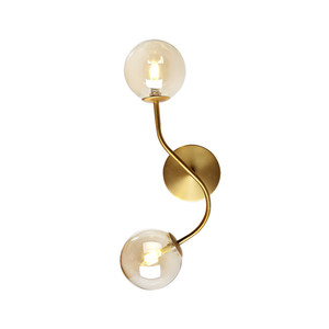 Moderno creativo doble cabeza bola de cristal claro cubierta montaje en pared lámpara de oro pared de metal - Product Image 1
