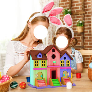 Onafgewerkt Natuurlijk Houten Frame Vogelhuisje Met Schilderij Voor Buiten Vogels Kijken En Ophanging - Product Image 2