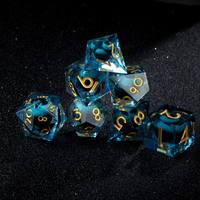 Ensemble de dés en résine liquide scintillante DND, dés polyédriques pour jeux de rôle avec numéros dorés