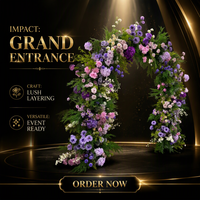 Arche de mariage en fleurs artificielles, toile de fond florale en soie, violet, rose, vert, décoration d'événements