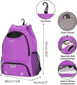 Sac à dos de basketball chaud, grand sac de sport avec compartiment séparé pour le ballon et les chaussures, idéal pour le basketball, le football, le volleyball - Product Image 3