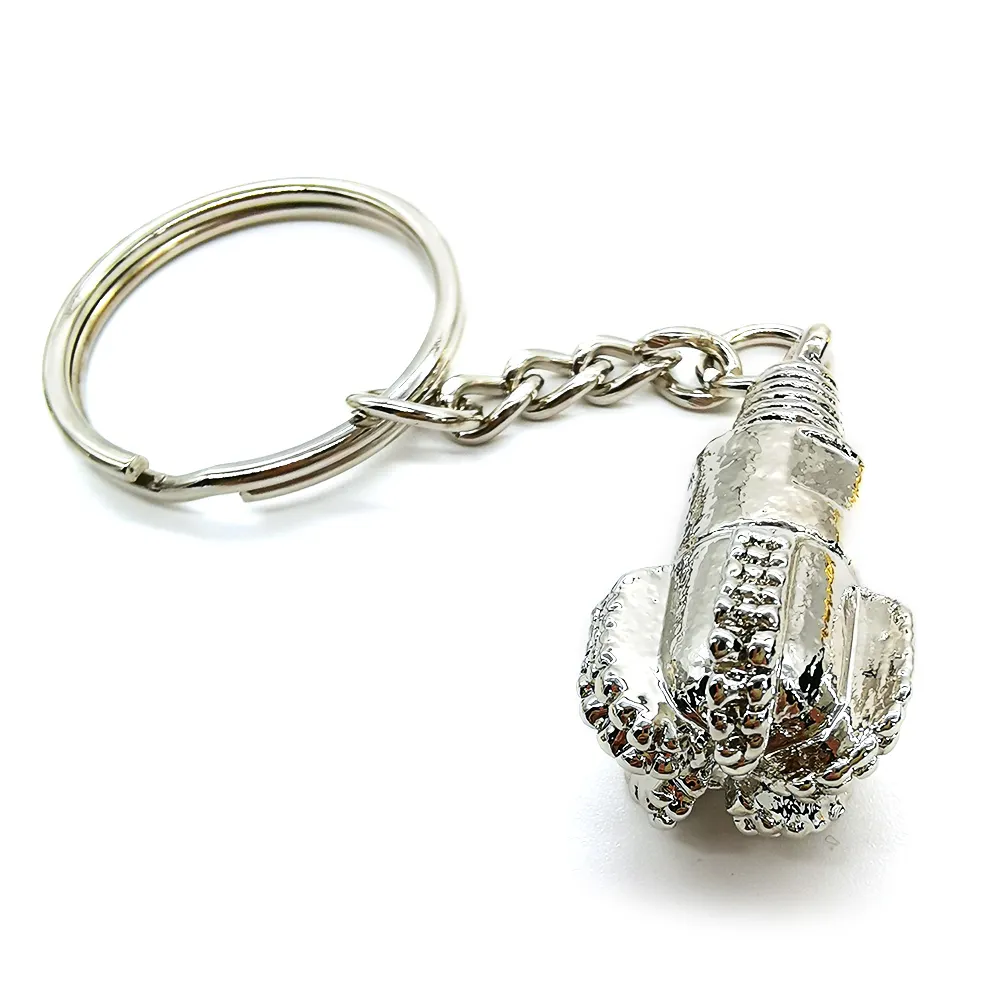 Silver Drill Bit Design Custom Metal Keychain for Logo Engraving and Key