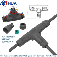 Connecteur rapide étanche IP68 de type T à 3 voies, 3 broches, à montage rapide, PA66 AOHUA, 1,5/2,5 mm, pour extérieur, répartiteur de courant