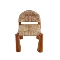Chaise VL moderne en bois massif italien avec tressage en vigne, style vintage, pour restaurant, maison d'hôtes, design artistique, salle à manger