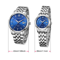 Reloj mecánico minimalista de acero inoxidable de alta calidad personalizado para parejas, cristal de zafiro, 5ATM, reloj automático Miyota