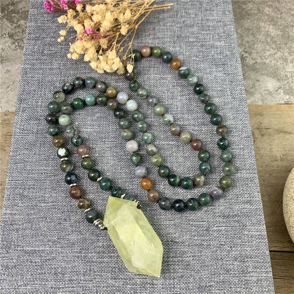 LS-E1393 Fashion Handmade Knotted Long Beaded Necklace Mala Beads