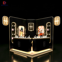 Kiosque de parfums de luxe pour centre commercial, stand de parfums d'angle avec éclairage LED, comptoir d'exposition incurvé, logo de marque personnalisé, kiosque de vente de parfums