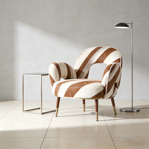 <span class=keywords><strong>Fauteuil</strong></span> de détente unique en velours rayé, luxueux et artistique, chaise individuelle douce et durable pour salon, chambre, villa - Product Image 2