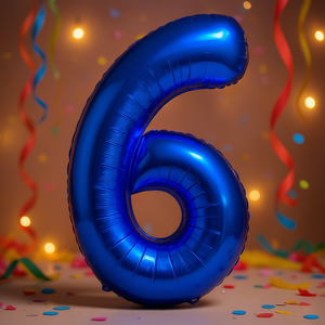 Party Love <b>Balloon</b> Number 6 Blue Dark 1M Foil Helium Inflatable Party <b>Decoration</b> - Product Image 2