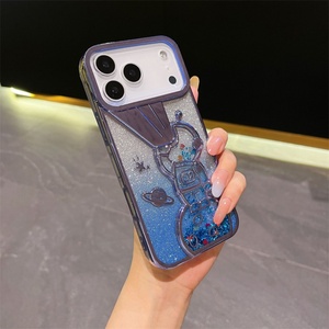 Funda de Teléfono Bling Space TPU con Purpurina Fluida para iPhone 17 Air 16 Pro Max, Diseño Telescópico de Astronauta, Cubierta Trasera Electrochapada - Product Image 6
