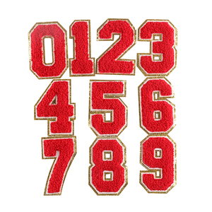 Phổ biến 0-9 8cm cao màu sắc khác nhau Chenille sắt trên thêu số các bản vá lỗi - Product Image 3